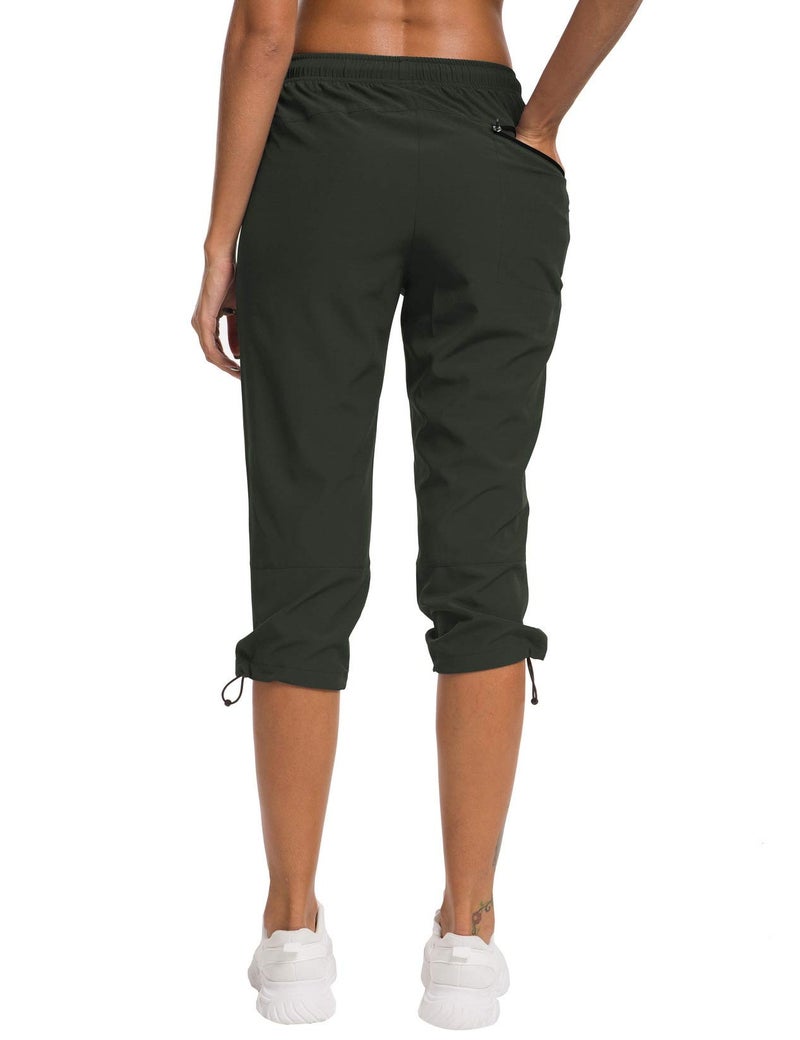 ChinFun Women's Outdoor Quick Dry Pants Breathable Water-Resistant UPF50+ Camping Hikking Capri Pants Army Green XL - Image 5